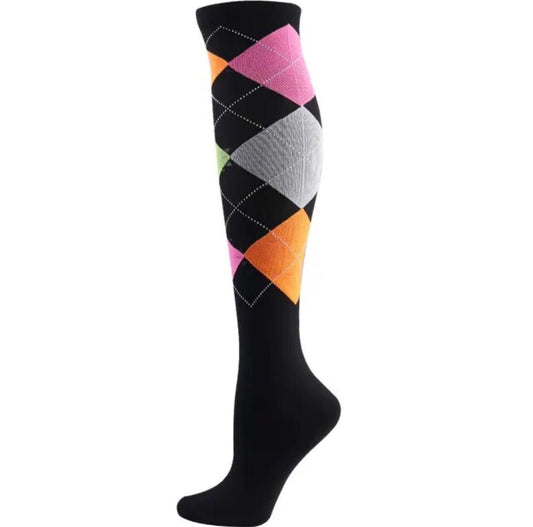 Plaid Print Compression Socks