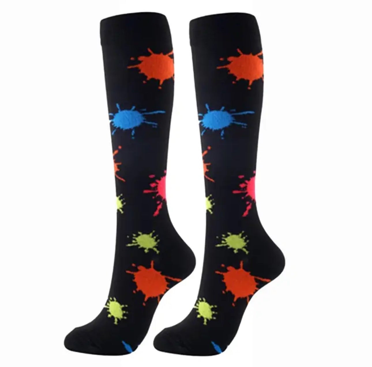 Colourful Paint Splatter Compression Socks