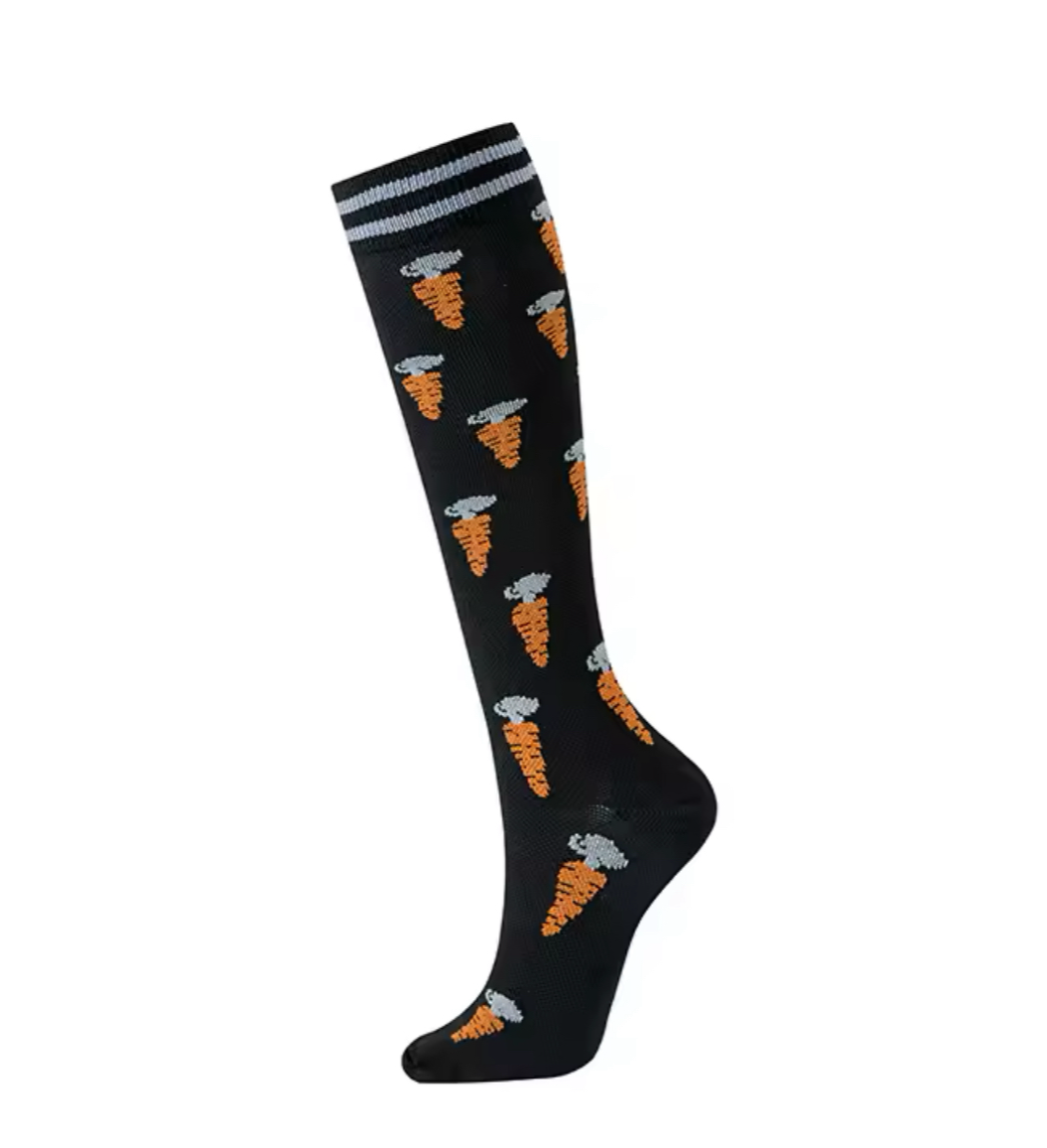 Carrots on Black Compression Socks