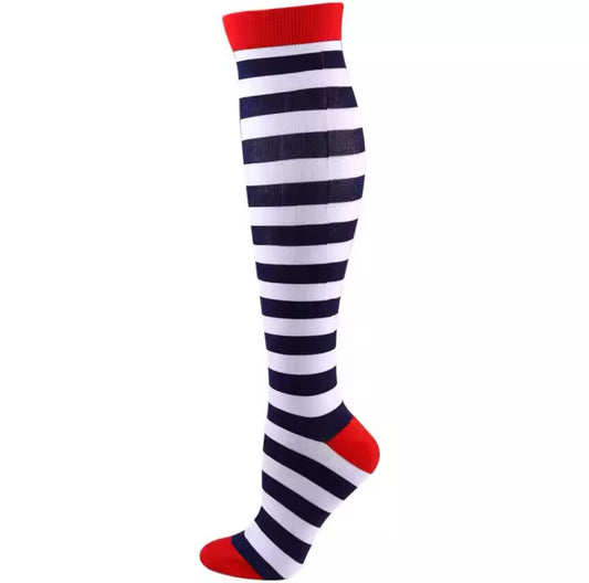 Navy Blue Stripes Compression Socks