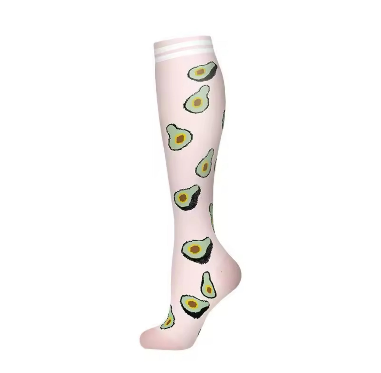 Avocado on Pink Compression Socks